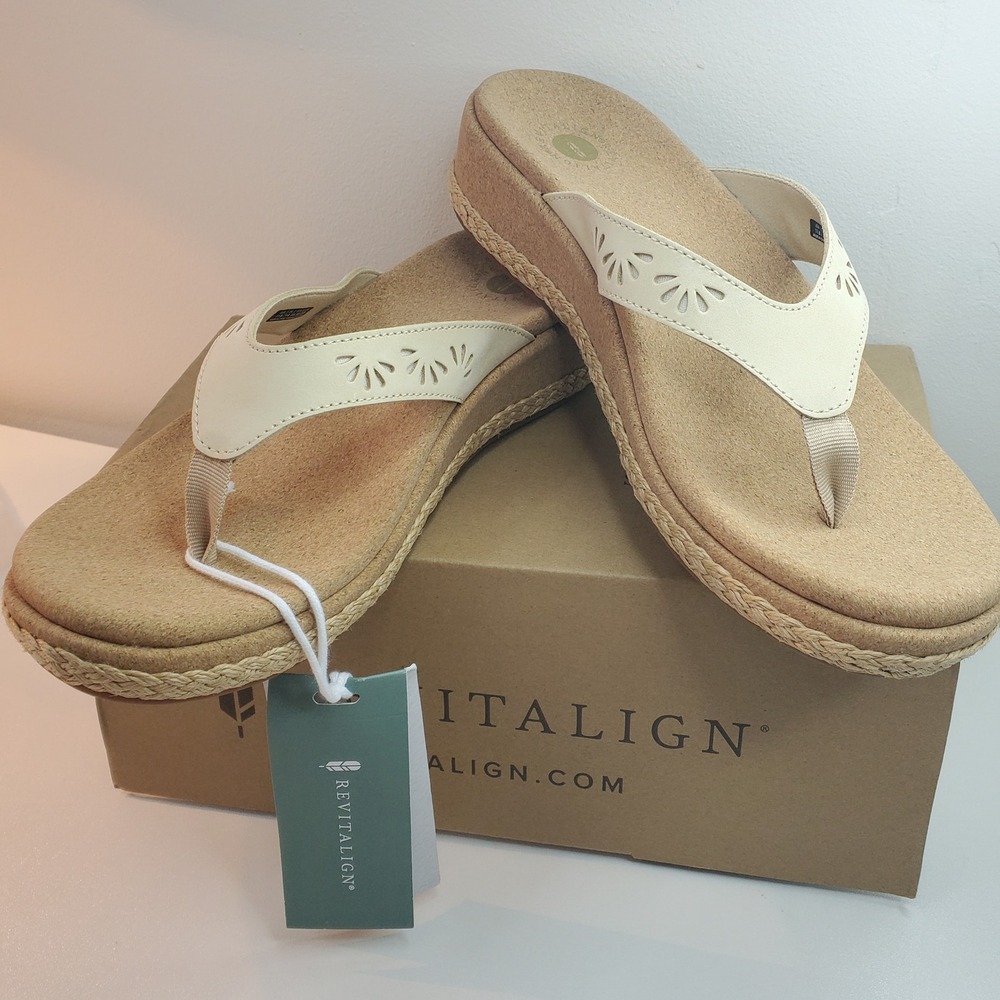 Revitalign Kate Sandal Women 11B Sand Orthotic Flip Flop Full Comfort